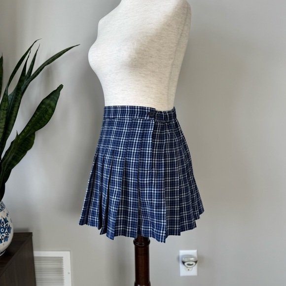 Aerie Boarding School Pleated Blue Plaid Mini Skirt - Picture 7 of 10